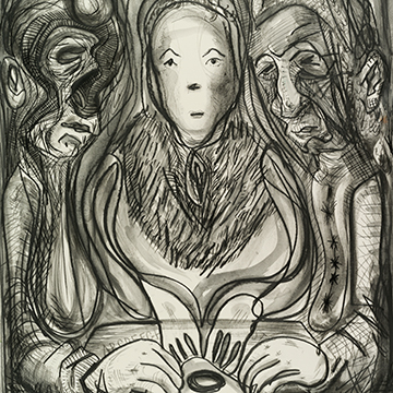 Nicole Eisenman, Ouija, 2014, Charcoal, ink and graphite on paper